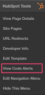 View Code Alerts from the Sprocket Menu