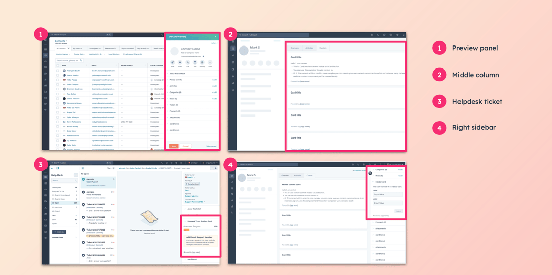 Available areas of extensbility for app cards