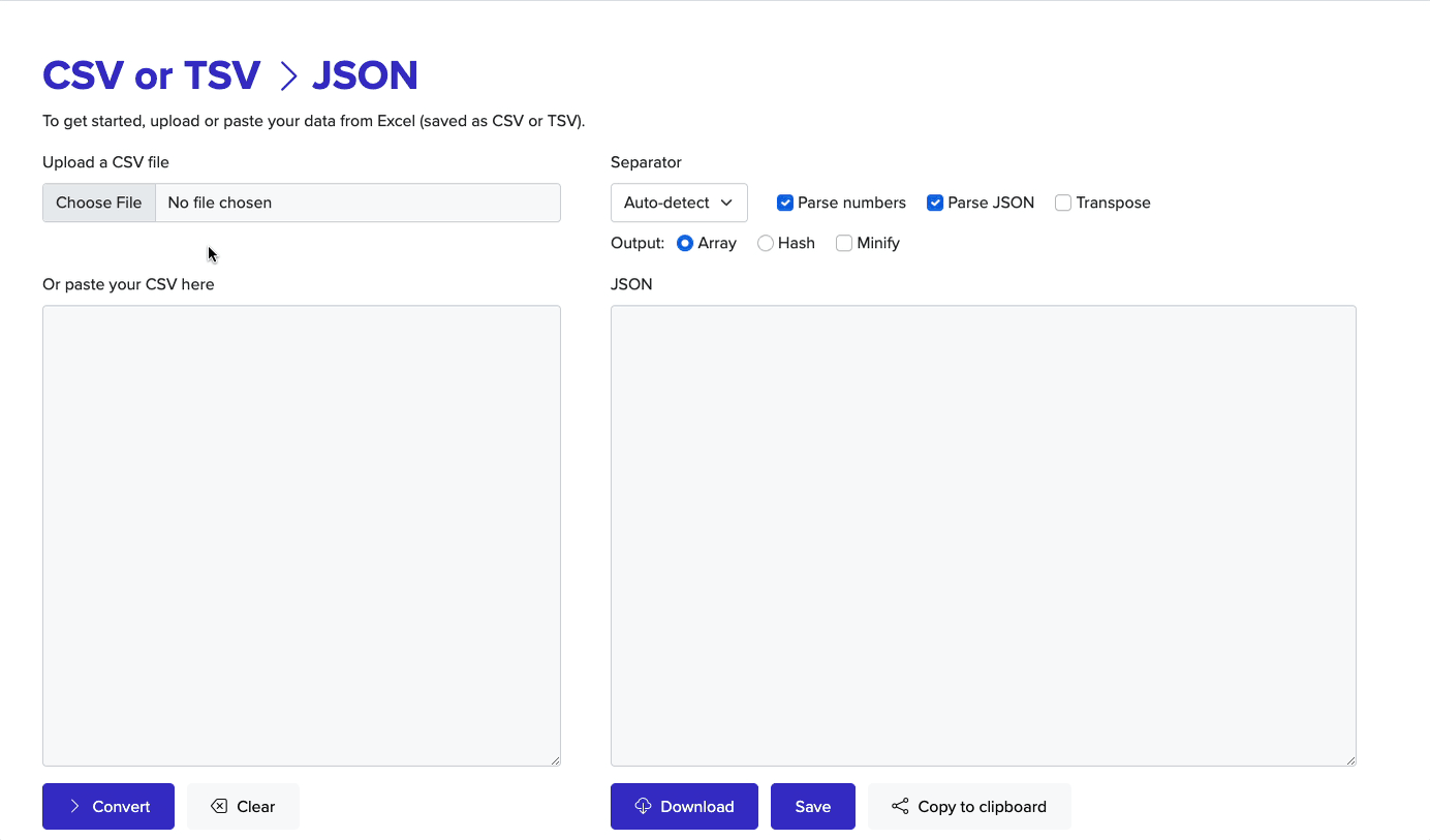 Flatfile's CSV to JSON converter