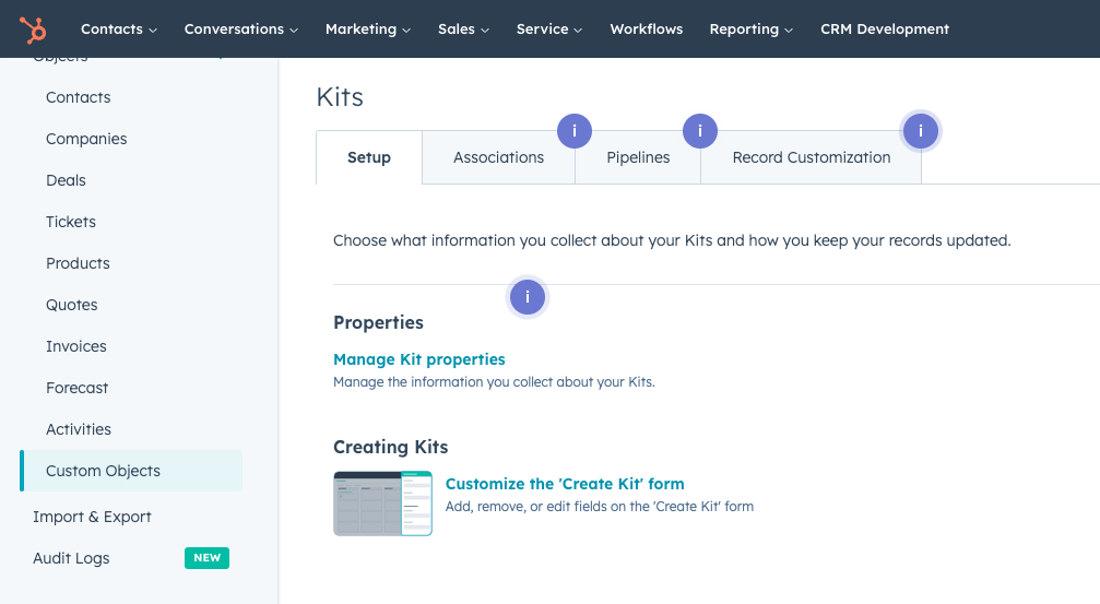 Verifying our 'Kits' custom object was created