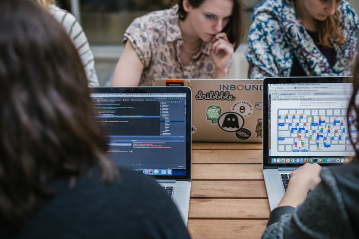 People working at computers