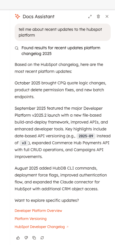 Documentation Enhancements: Searchable Changelog Entries in Docs Assistant
