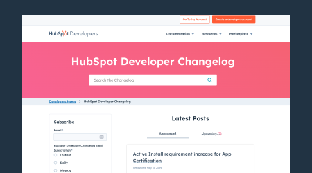 The HubSpot Developer Changelog