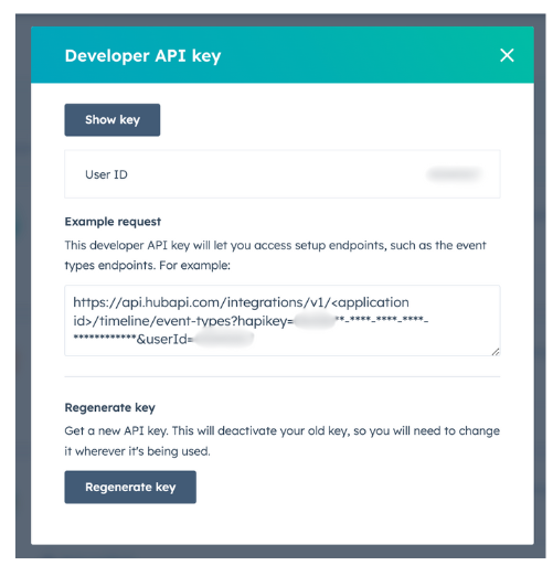 developer API key UI