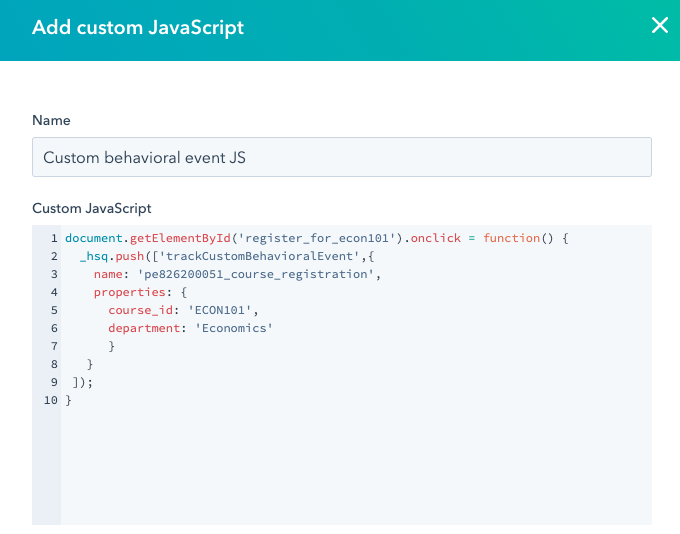 Tracking code API overview