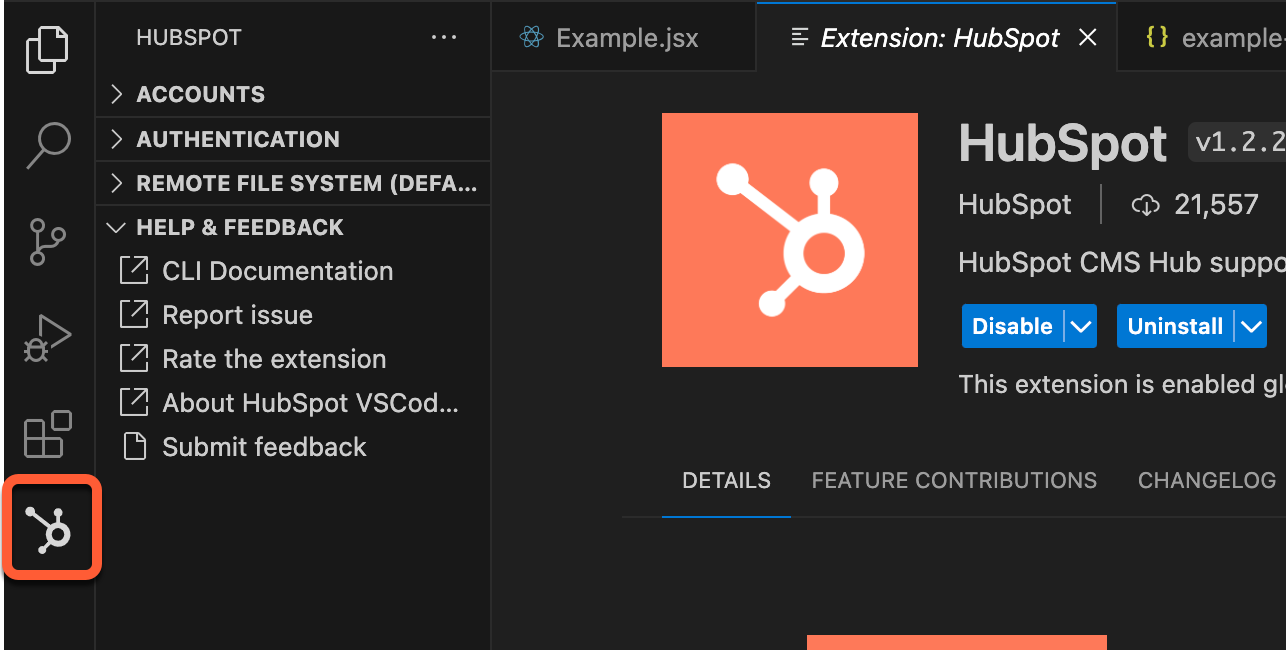 vs-code-hubspot-extension-installed
