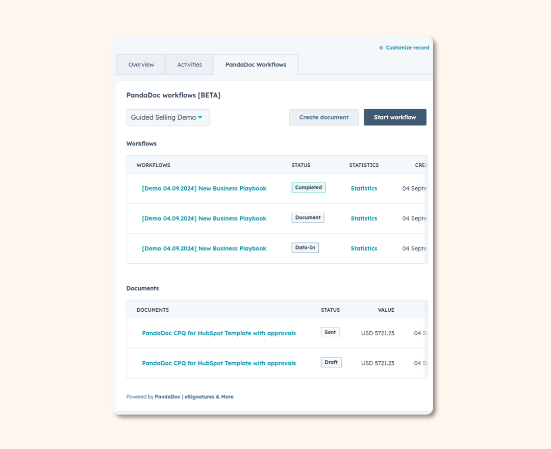 PandaDoc's guided selling functionality, now including app cards