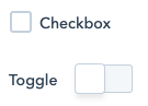 Screenshot of boolean field displaying as a checkbox, and another boolean displaying as a toggle