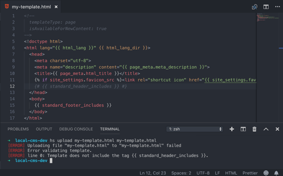 screenshot of a fatal error - CMS CLI screenshot of a fatal error - CMS CLI