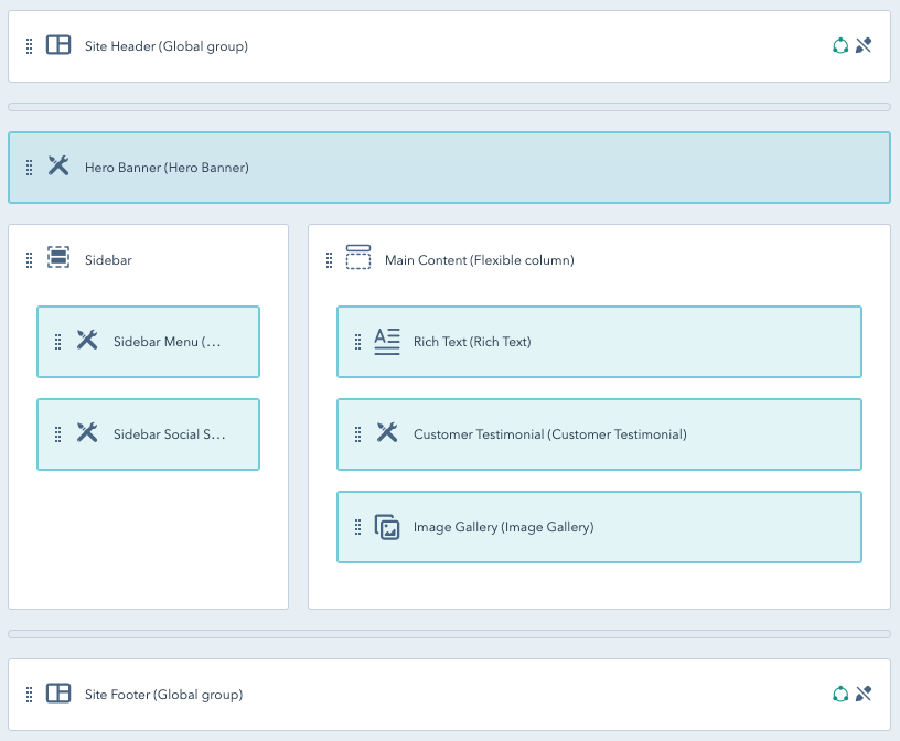 Design Manager interface with modules highlighted