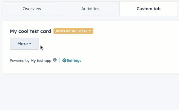 Screen capture of a Modal overlay being opened from a Dropdown child component