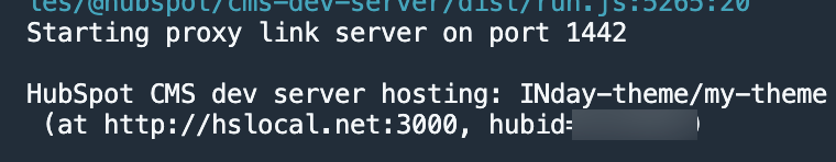 Screenshot showing the CLI confirmation that the local dev server is running