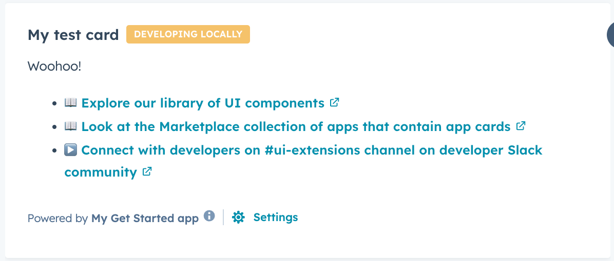 Screenshot showing the app card update based on a saved code change