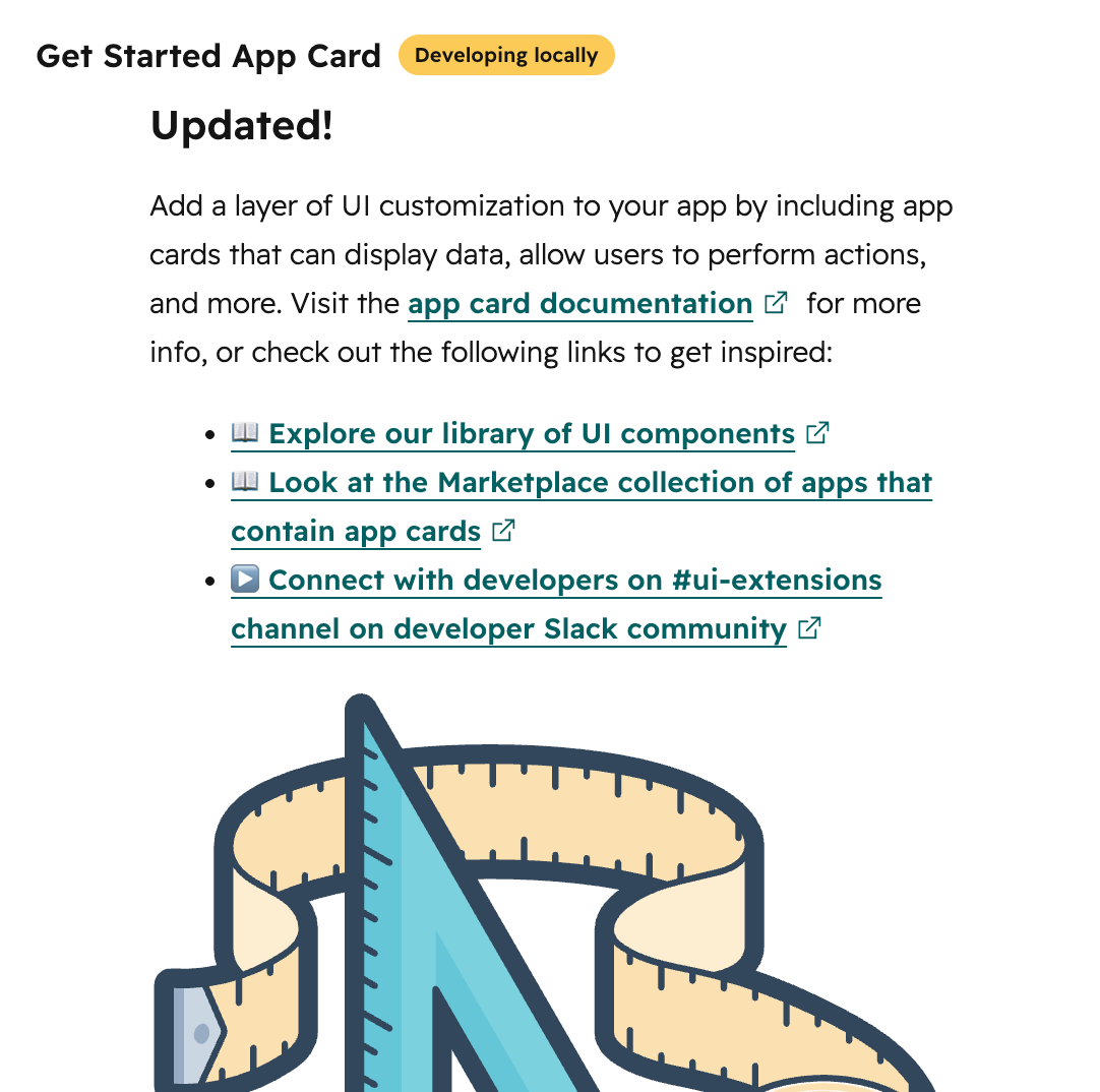 Screenshot showing the app card update based on a saved code change