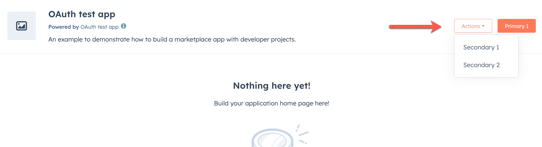 Screenshot of the app home screen featuring the header action buttons