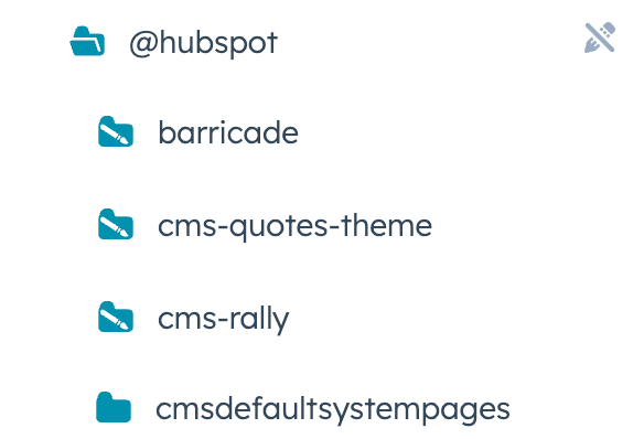 Screenshot of the @hubspot folder in the design manager