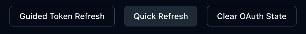 Screenshot of the OAuth token refresh options in the MCP inspector