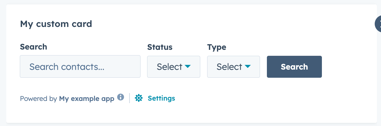 Screenshot of the Inline component used in an app card on the contact record.