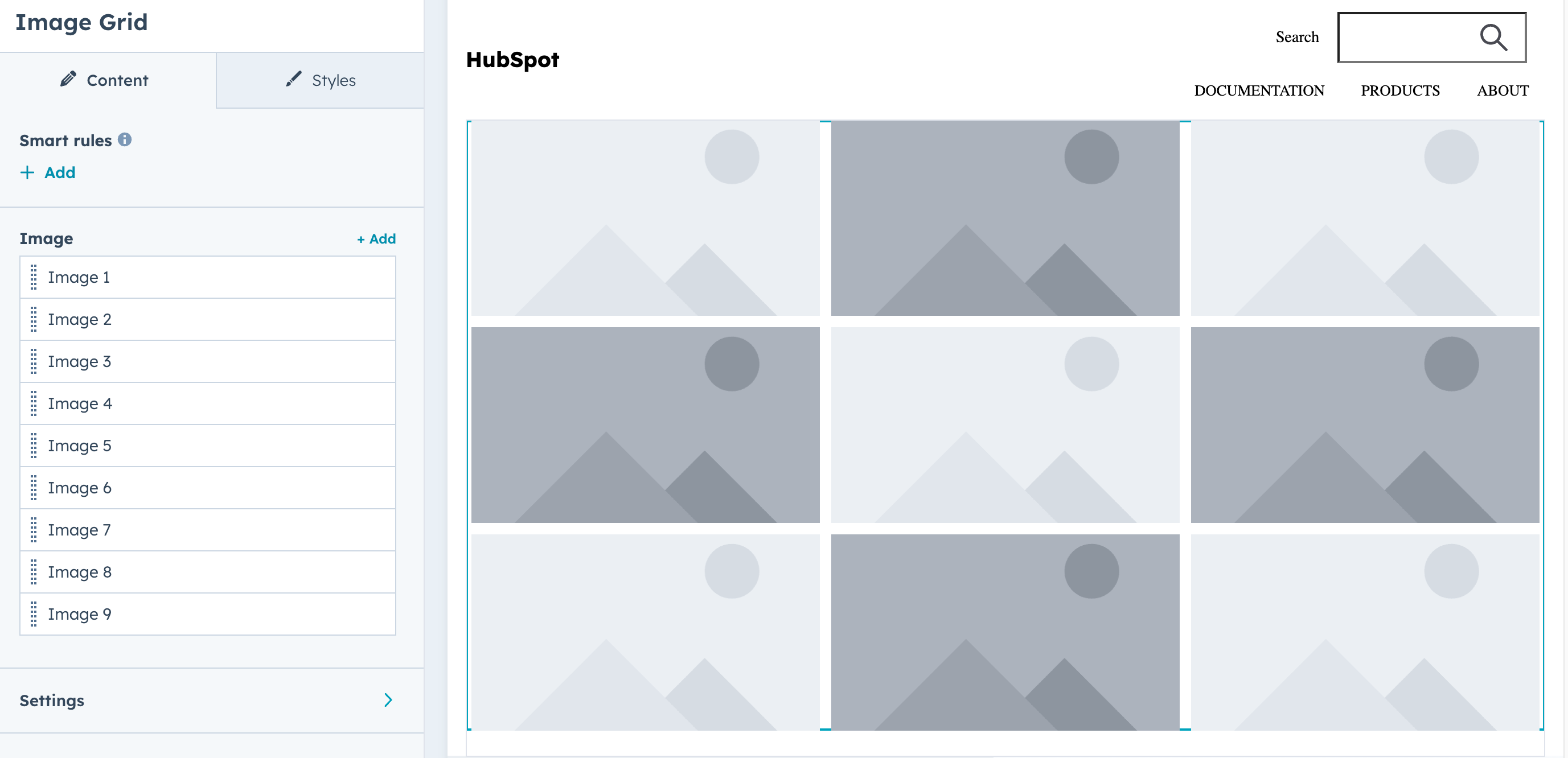 Default image_grid layout in the page editor