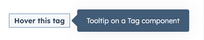 An example tooltip on a Tag component