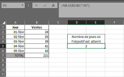 Fonction NB.SI dans Excel