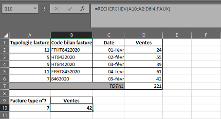 Fonction RECHERCHEV dans Excel