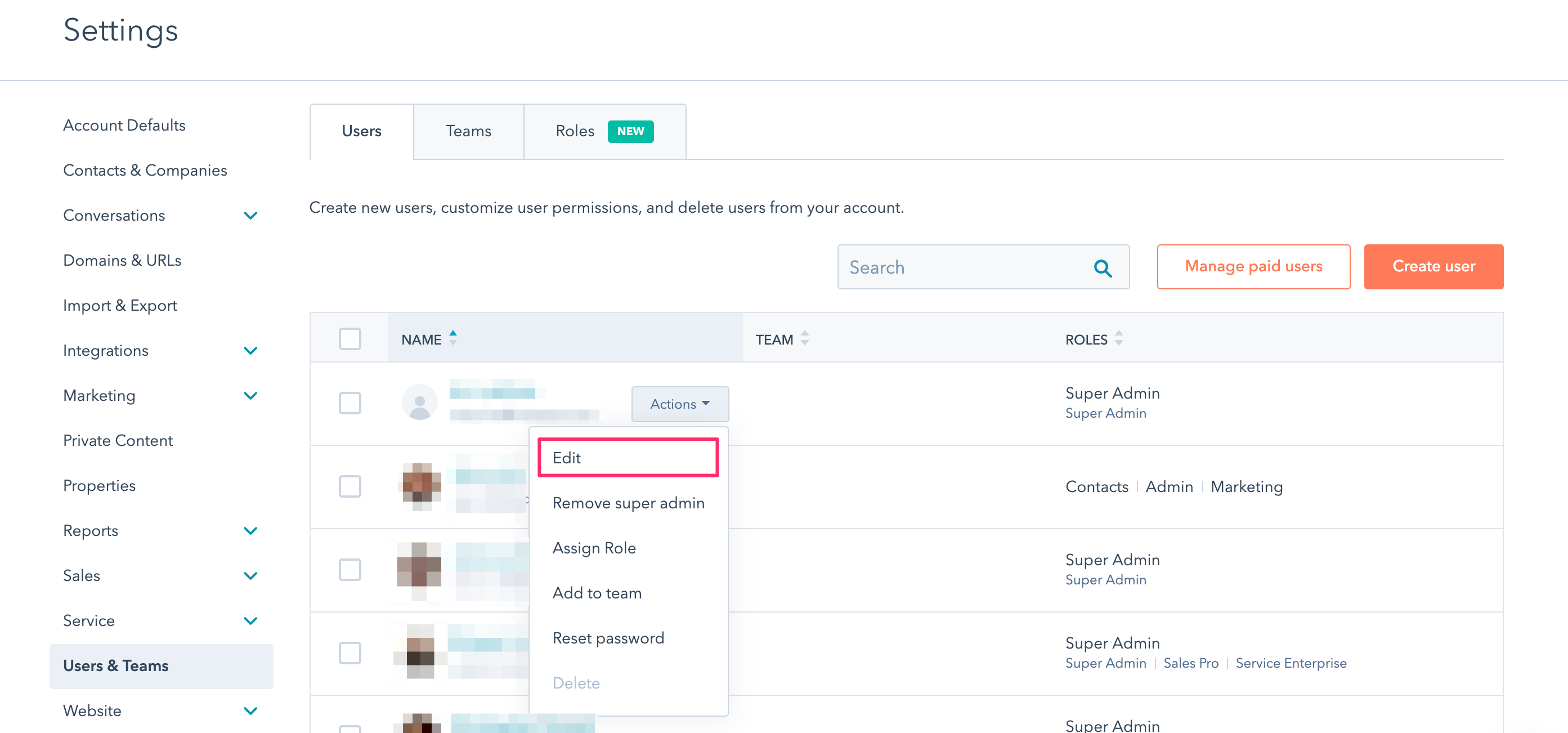 The UI to edit permissions for HubDB. The UI to edit permissions for HubDB.